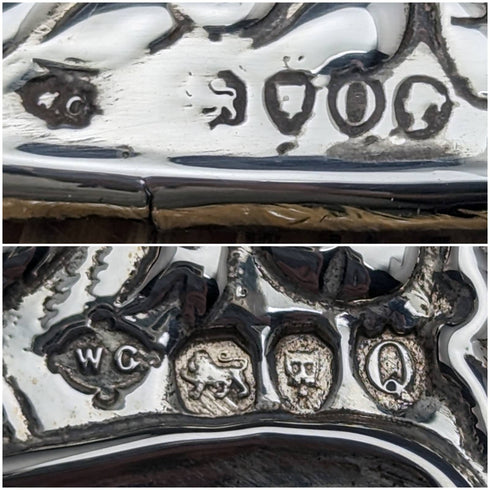 【預留】約 1890 年英國古董純銀手柄大刷子一對浮雕雕刻 Comyns